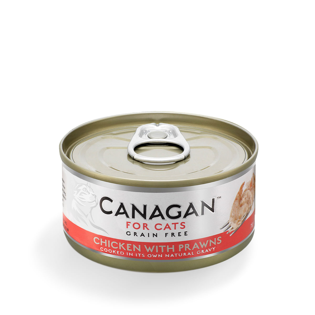 CANAGAN, Pui și Creveți, conservă hrană umedă fără cereale pisici junior & adult, (în suc propriu), 75g