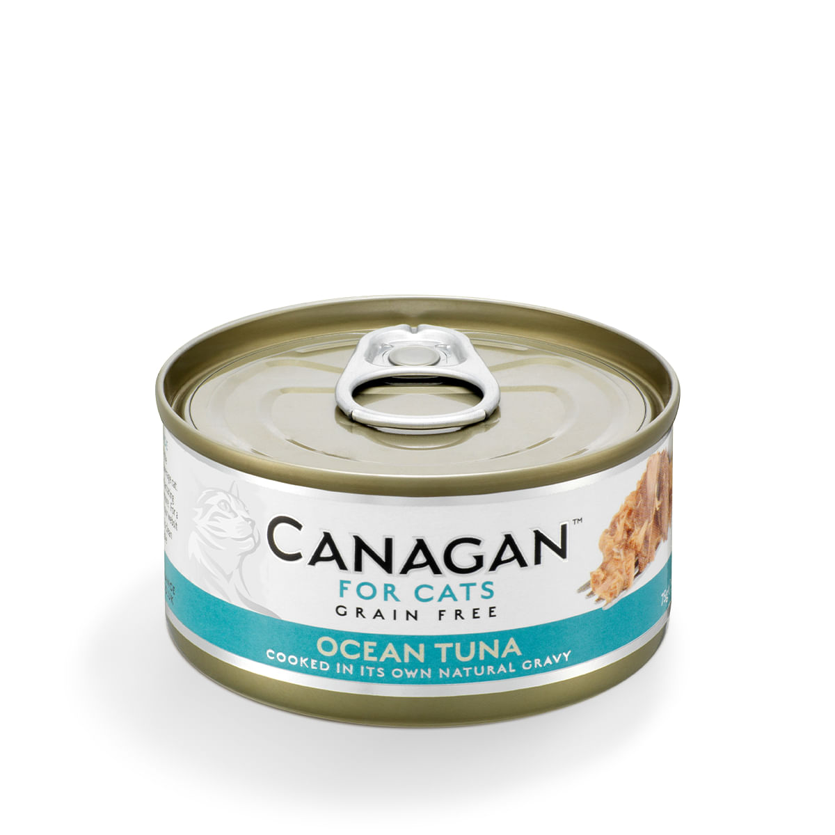 CANAGAN Ocean Tuna, Ton, conservă hrană umedă fără cereale pisici junior & adult, (în suc propriu), 75g