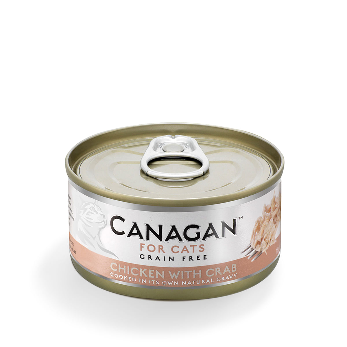 CANAGAN, Pui și Crab, conservă hrană umedă fără cereale pisici junior & adult, (în suc propriu), 75g