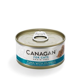 CANAGAN, Ton și Scoici, conservă hrană umedă fără cereale pisici junior & adult, (în suc propriu), 75g