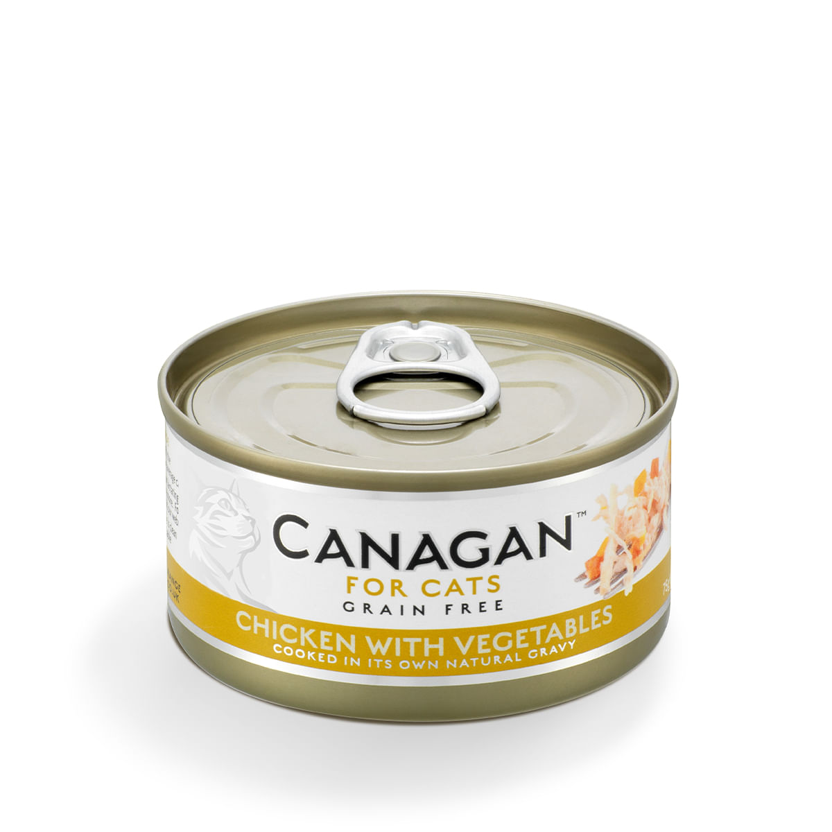 CANAGAN, Pui și Legume, conservă hrană umedă fără cereale pisici junior & adult, (în suc propriu), 75g