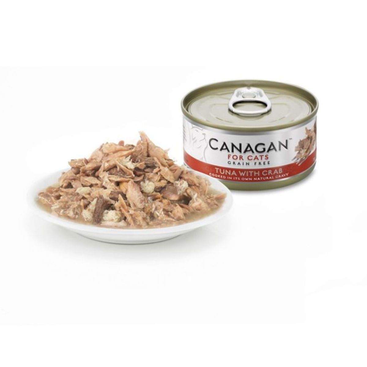 CANAGAN, Ton și Crab, conservă hrană umedă fără cereale pisici junior & adult, (în suc propriu), 75g