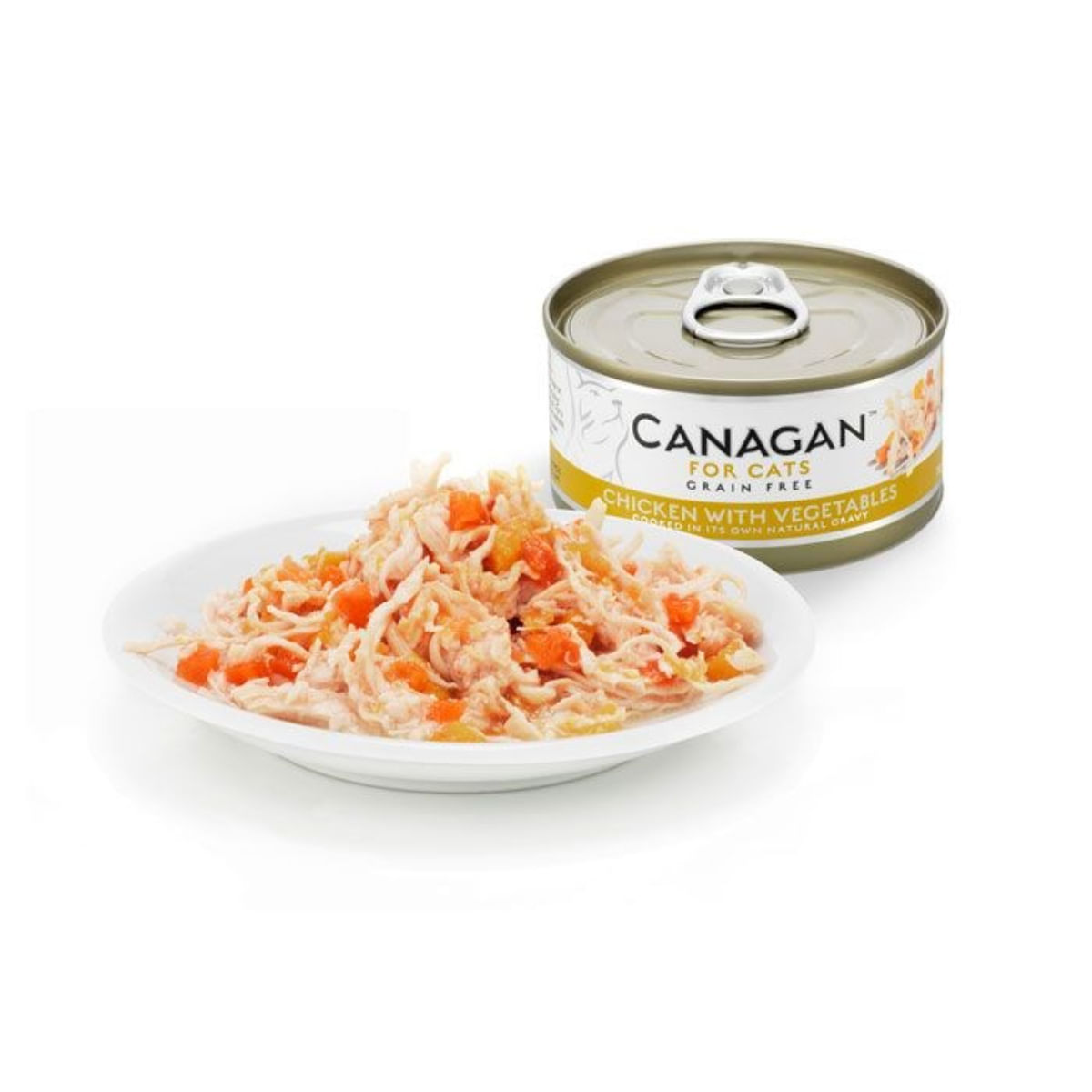 CANAGAN, Pui și Legume, conservă hrană umedă fără cereale pisici junior &amp; adult, (în suc propriu), 75g