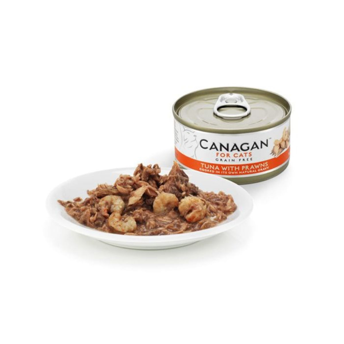 CANAGAN, Ton și Creveți, conservă hrană umedă fără cereale pisici junior & adult, (în suc propriu), 75g - 3 | YEO