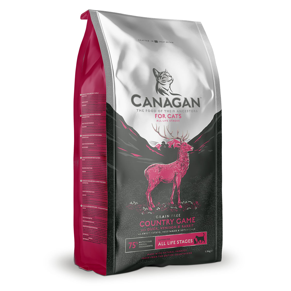 CANAGAN Country Game, Rață și Căprioară, hrană uscată fără cereale pisici junior & adult, 1.5kg - 1 | YEO