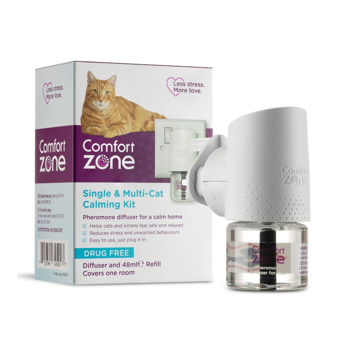 COMFORT ZONE Diffuser cu Feromoni cu Efect Calmant pentru Pisici, 48 ml