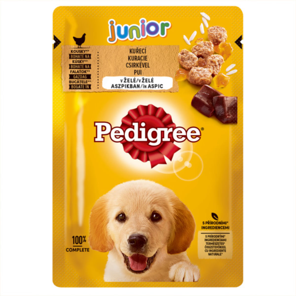 PEDIGREE Junior, XS-XL, Pui, plic hrană umedă câini junior, (în aspic), 100g