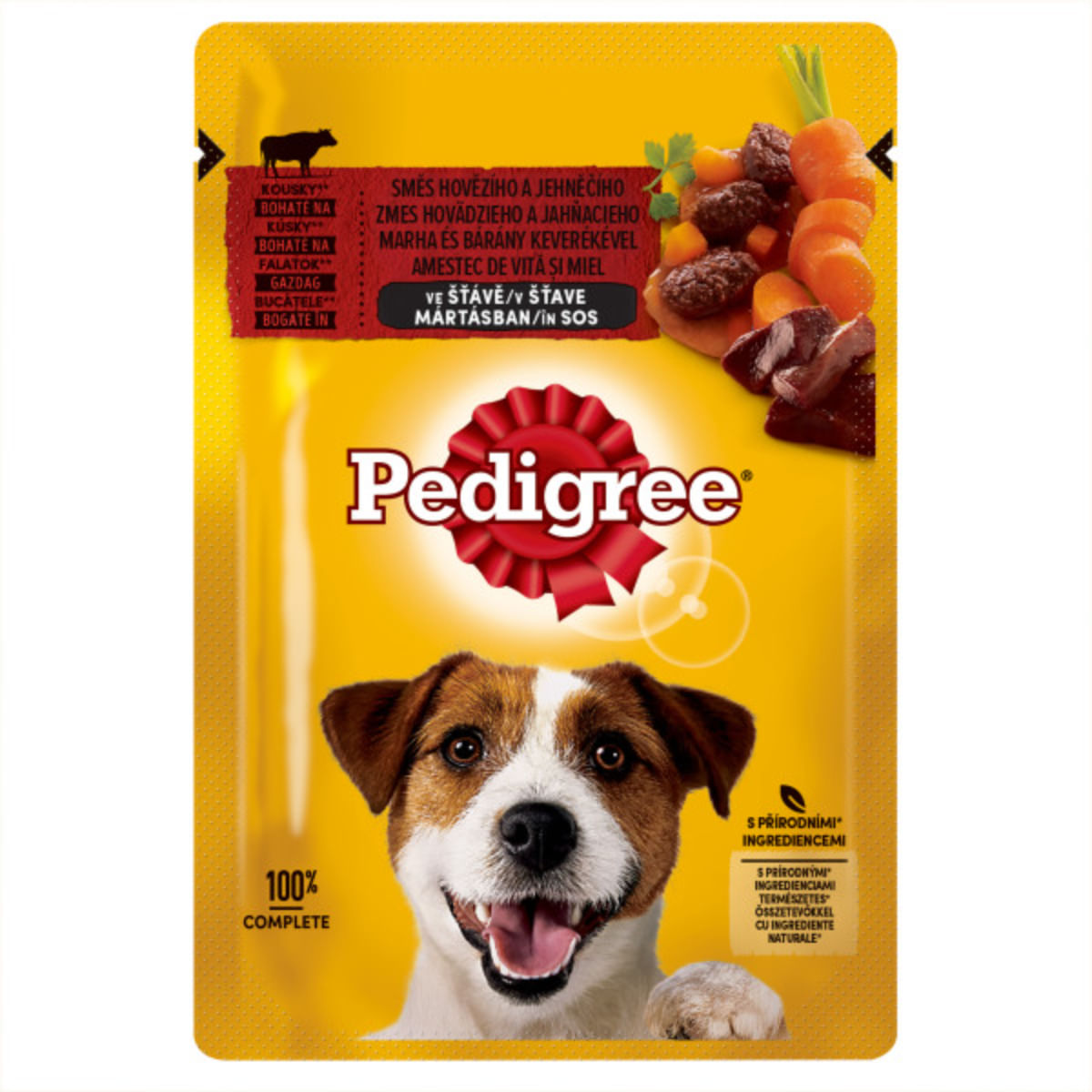 PEDIGREE, XS-XL, Vită și Miel, plic hrană umedă câini, (în sos), 100g