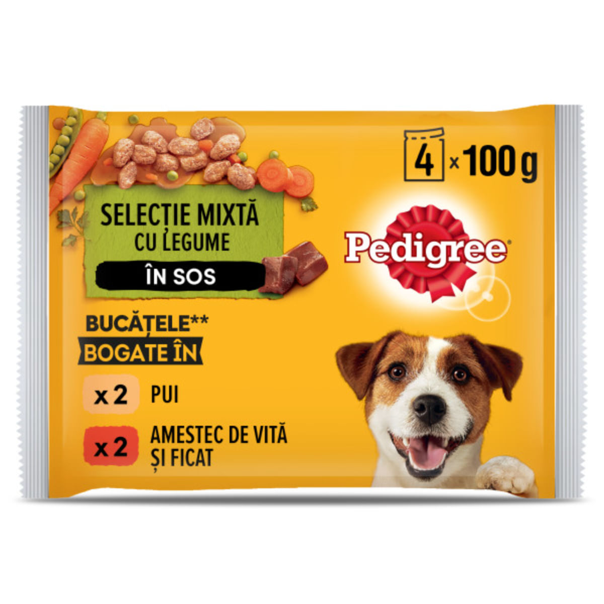 PEDIGREE, XS-XL, Vită și Pasăre, plic hrană umedă câini, (în sos), multipack, 100g x 4buc - 2 | YEO