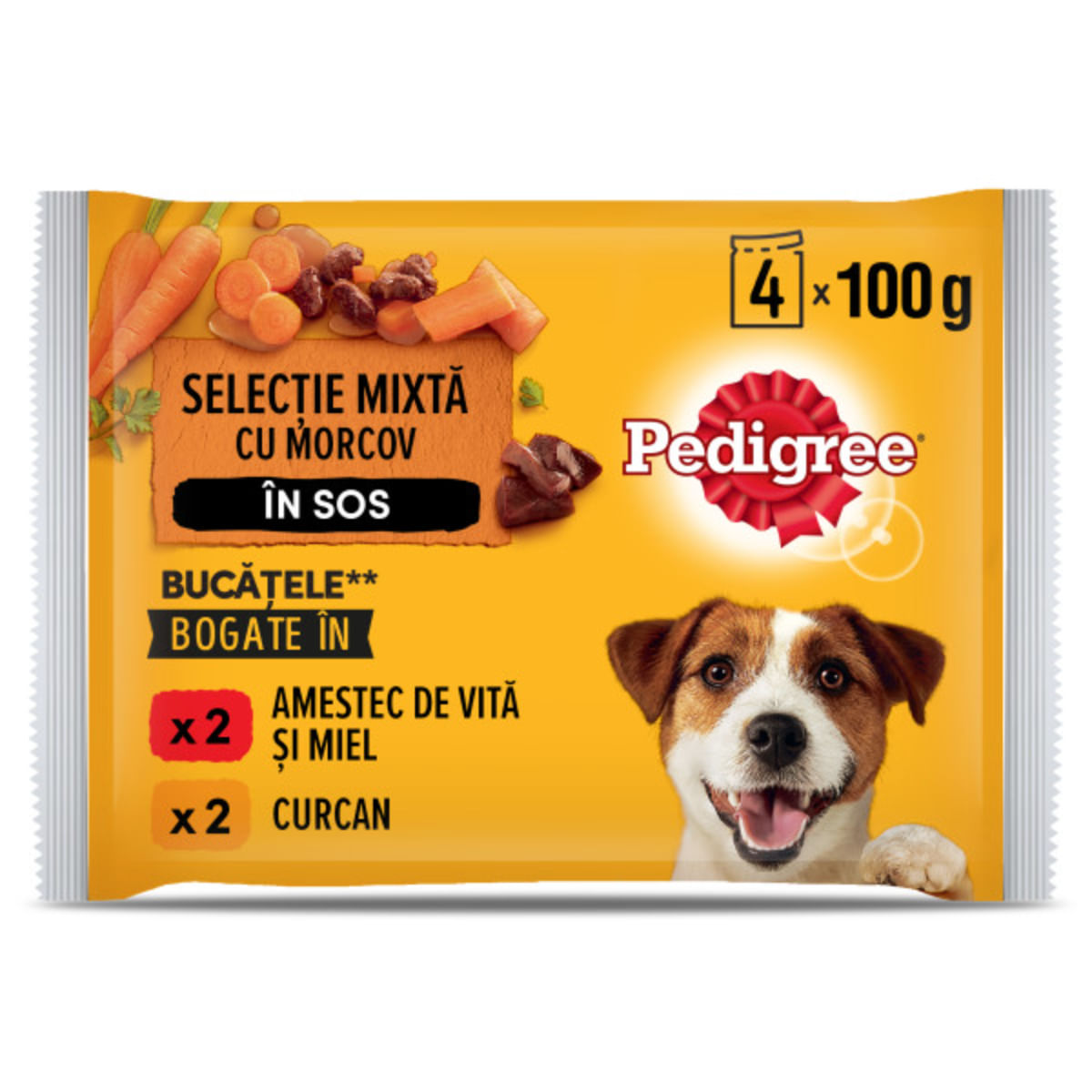 PEDIGREE Selectie Mixtă, XS-XL, Vită și Curcan, plic hrană umedă câini, (în sos), multipack, 100g x 4buc - 2 | YEO