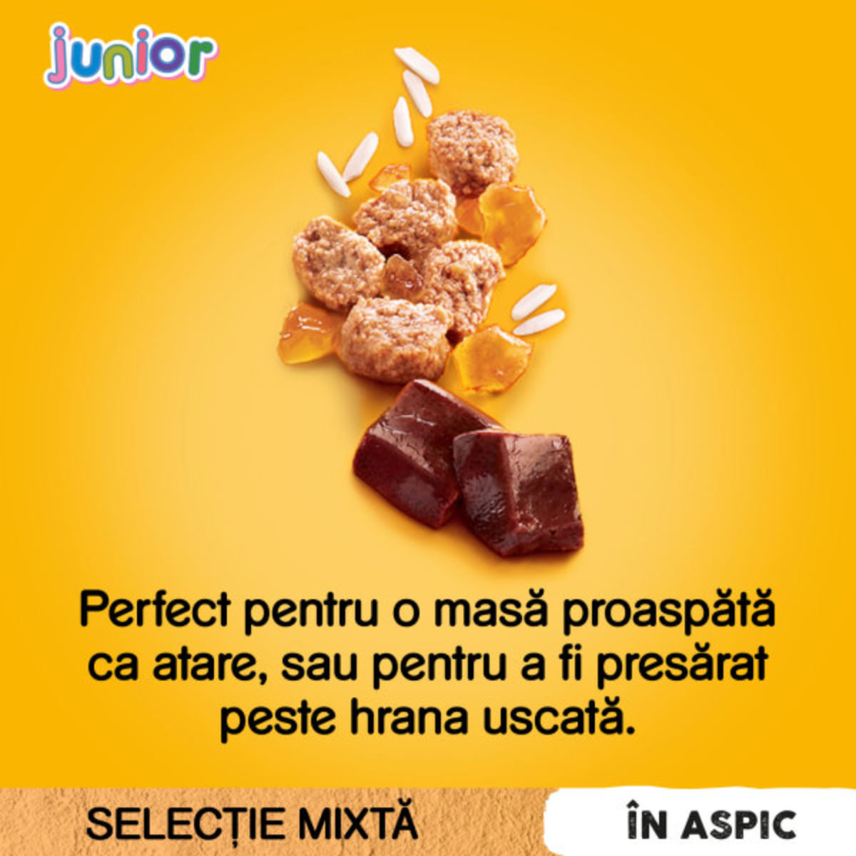 PEDIGREE Junior Selectie Mixta, XS-XL, Carne și Orez, plic hrană umedă câini junior, (în aspic), multipack, 100g x 4buc