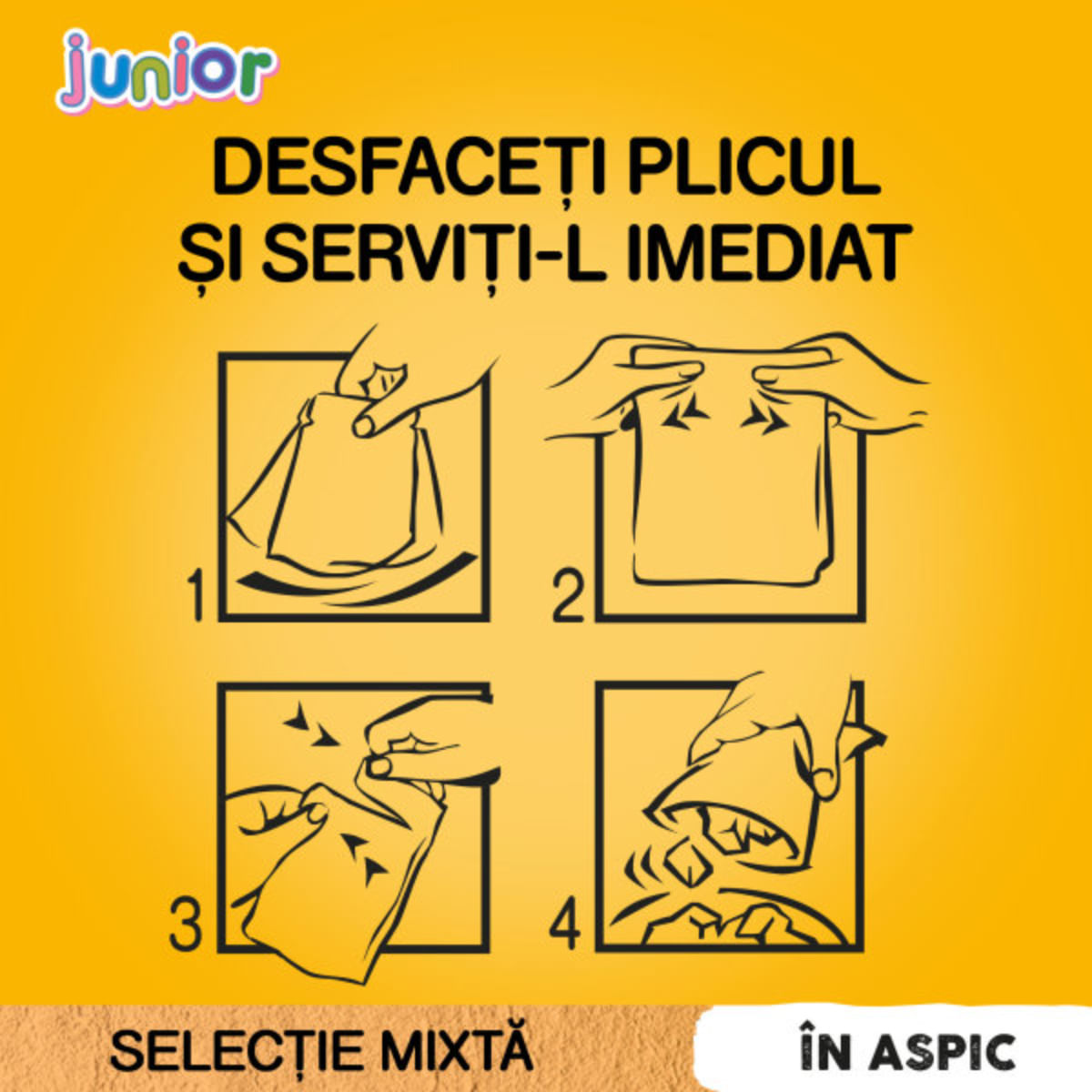 PEDIGREE Junior Selectie Mixta, XS-XL, Carne și Orez, plic hrană umedă câini junior, (în aspic), multipack, 100g x 4buc