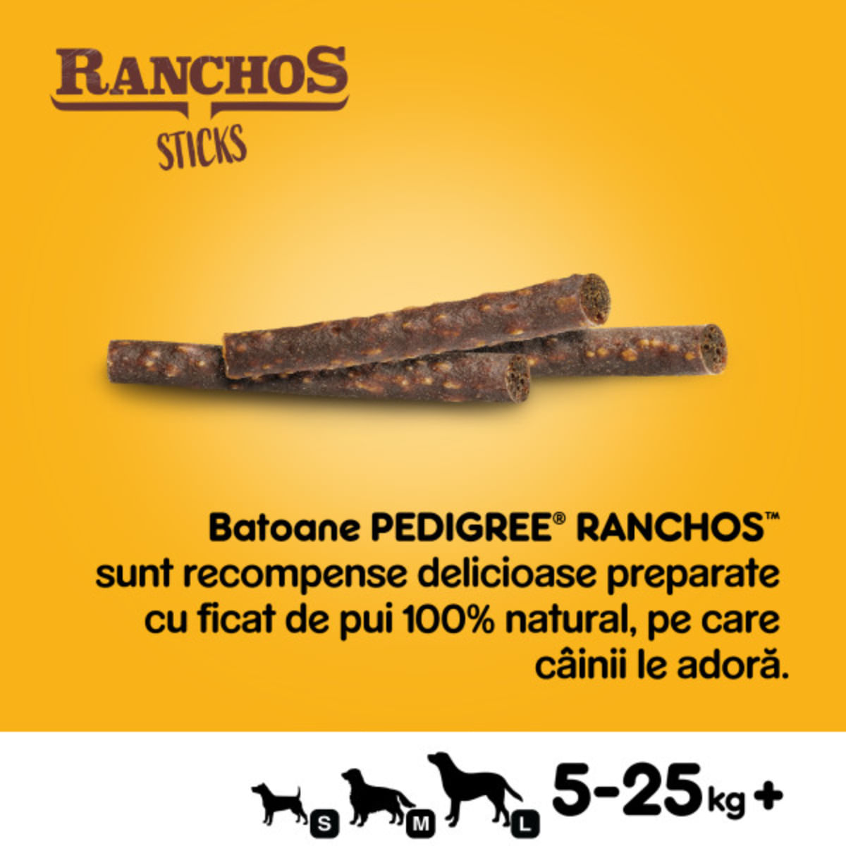 PEDIGREE Ranchos Sticks, XS-XL, Pui, punguță recompense câini, 60g - 3 | YEO