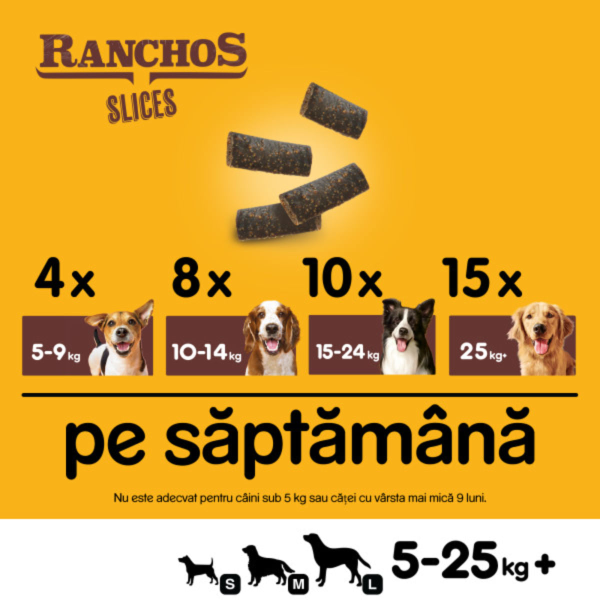 PEDIGREE Ranchos Slices, XS-XL, Vită, punguță recompense câini, 60g