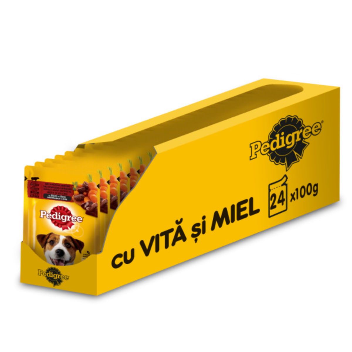 PEDIGREE, XS-XL, Vită și Miel, plic hrană umedă câini, (în sos), bax, 100g x 24buc