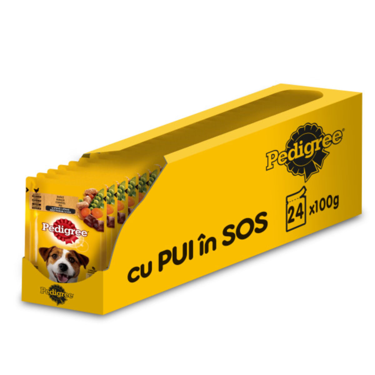 PEDIGREE, XS-XL, Pui și Legume, plic hrană umedă câini, (în sos), bax, 100g x 24buc