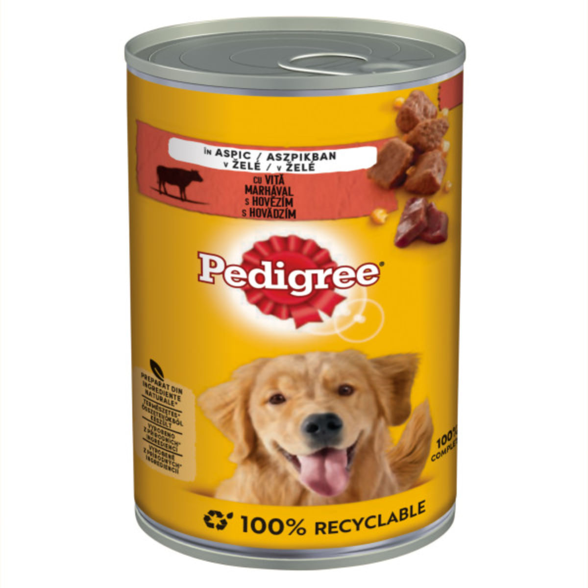 PEDIGREE, XS-XL, Vită și Pasăre, conservă hrană umedă câini, (în aspic), 400g