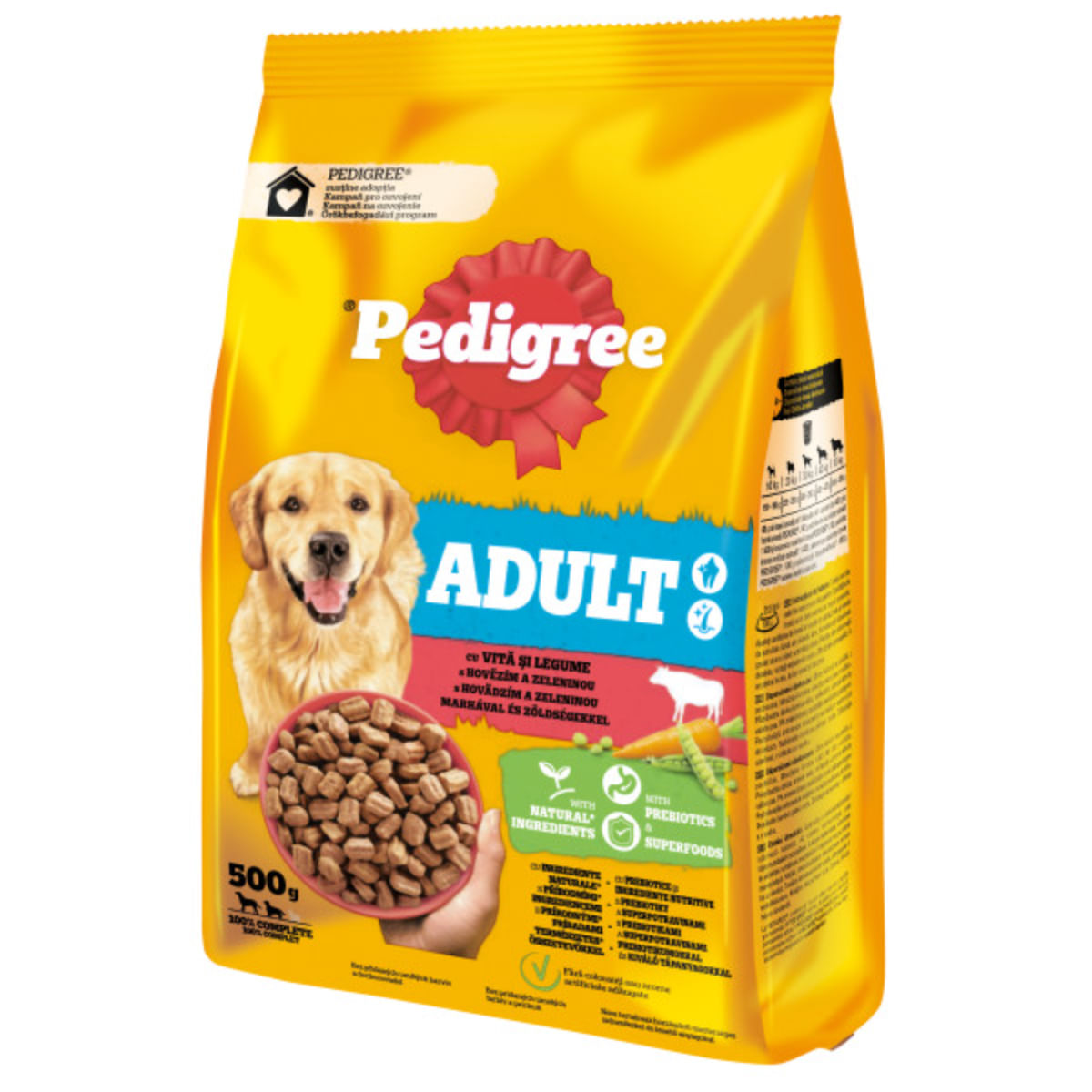 PEDIGREE Adult, M-XL, Vită și Legume, hrană uscată câini, 500g