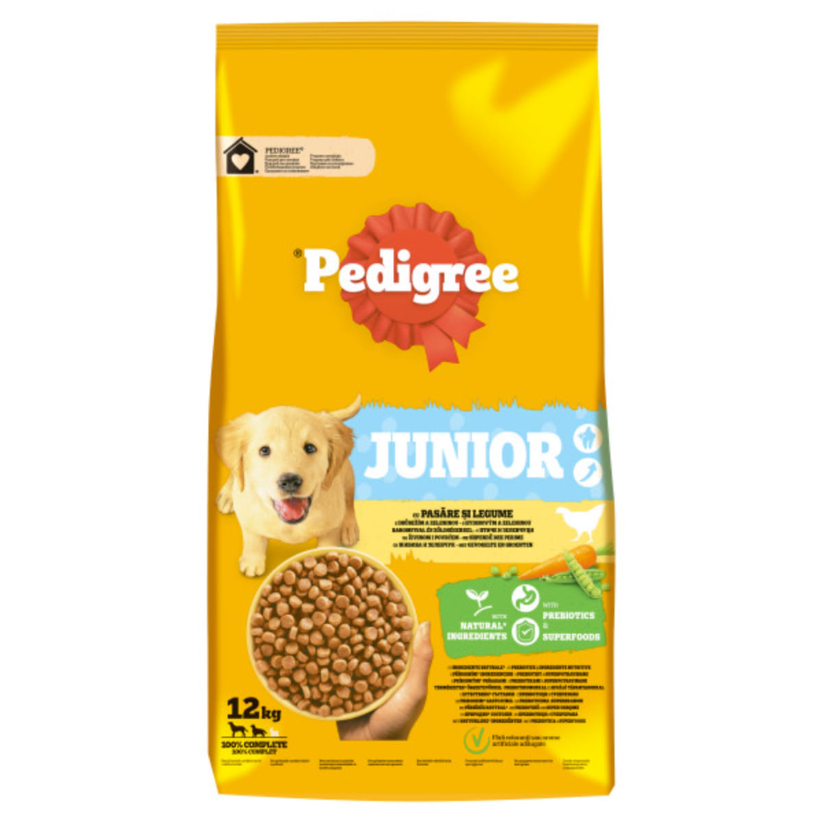 PEDIGREE Junior, M-XL, Pasăre și Legume, hrană uscată câini junior, 12kg - 2 | YEO