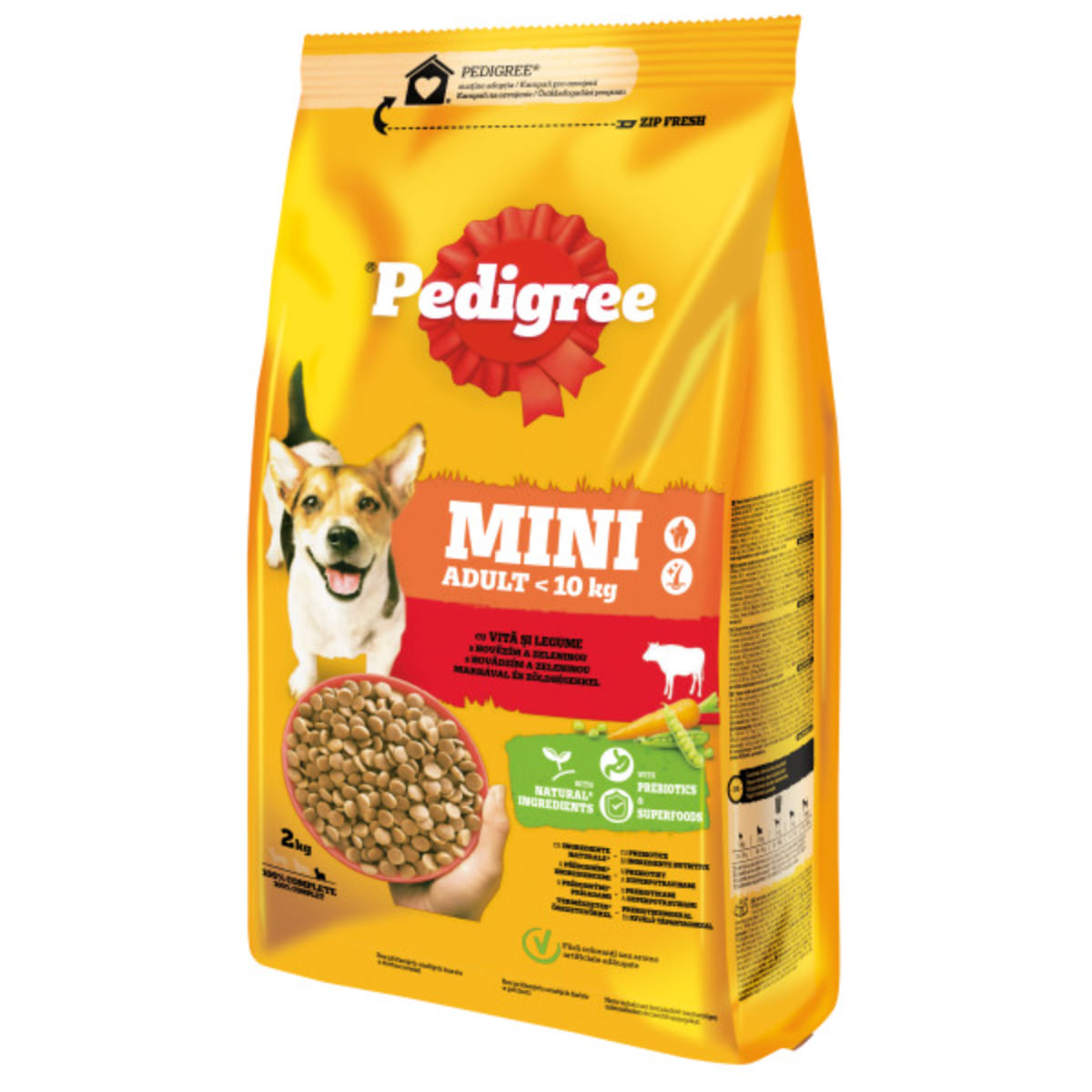 PEDIGREE Mini Adult, XS-S, Vită și Legume, hrană uscată câini, 2kg