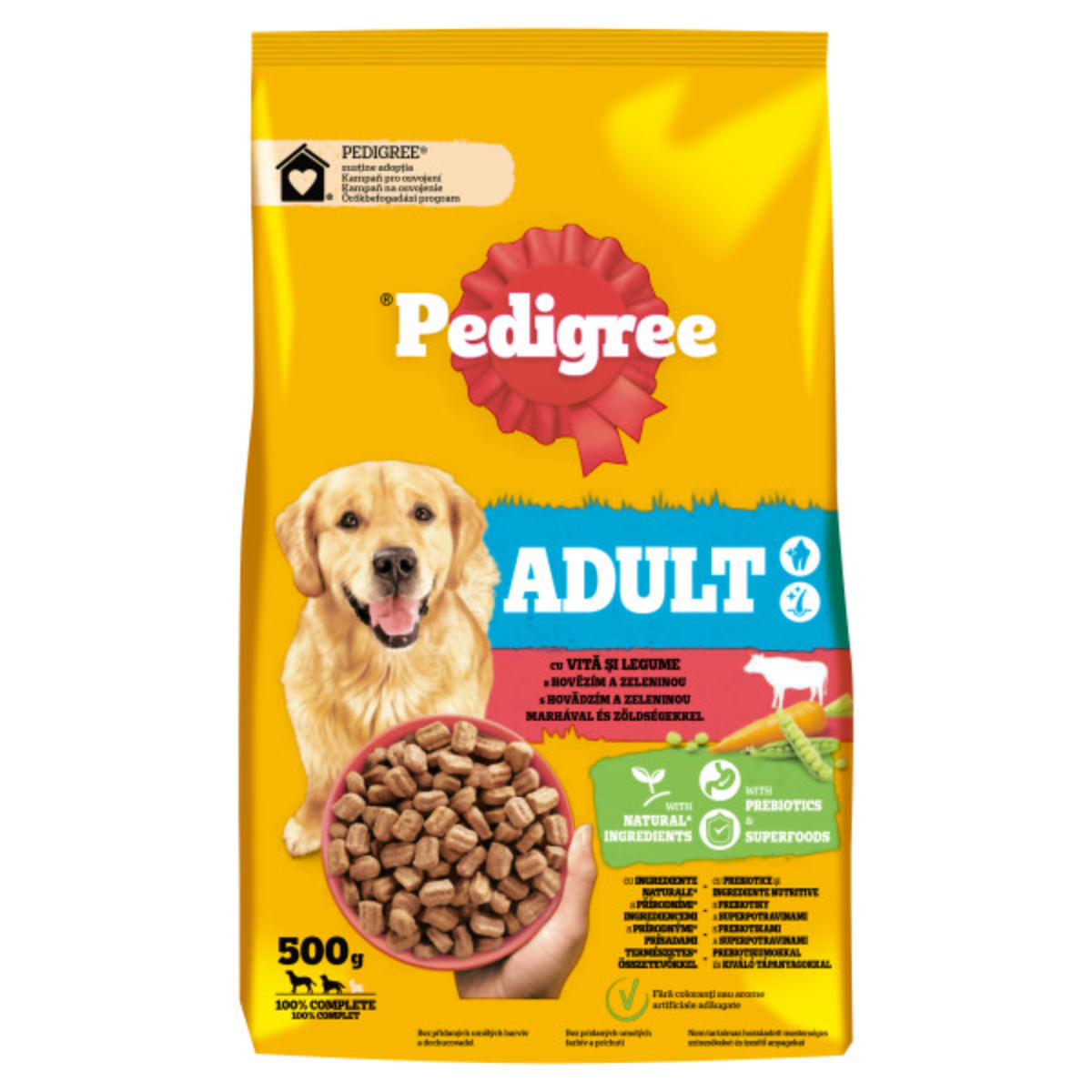 PEDIGREE Adult, M-XL, Vită și Legume, hrană uscată câini, 500g - 2 | YEO