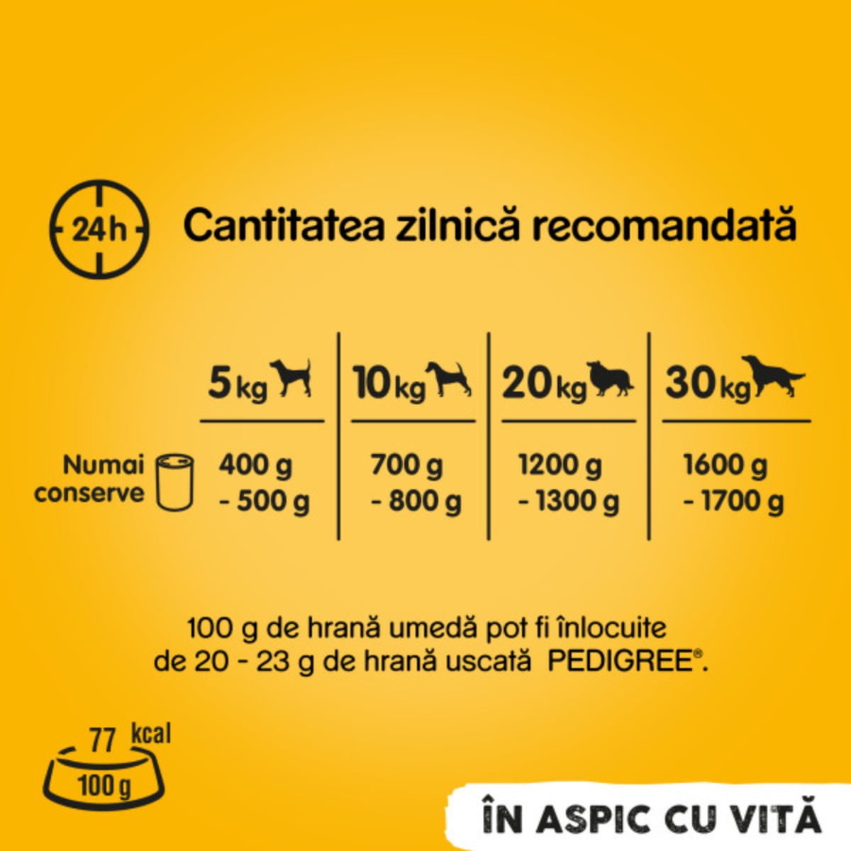 PEDIGREE, XS-XL, Vită și Pasăre, conservă hrană umedă câini, (în aspic), 400g