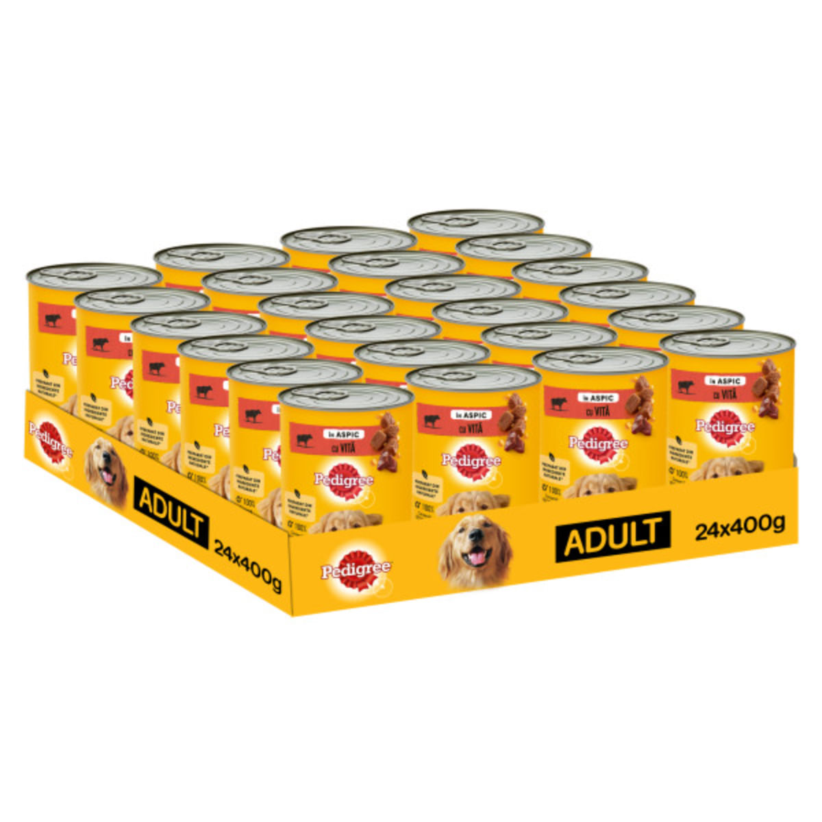 PEDIGREE, XS-XL, Vită și Pasăre, conservă hrană umedă câini, (în aspic), bax, 400g x 24buc