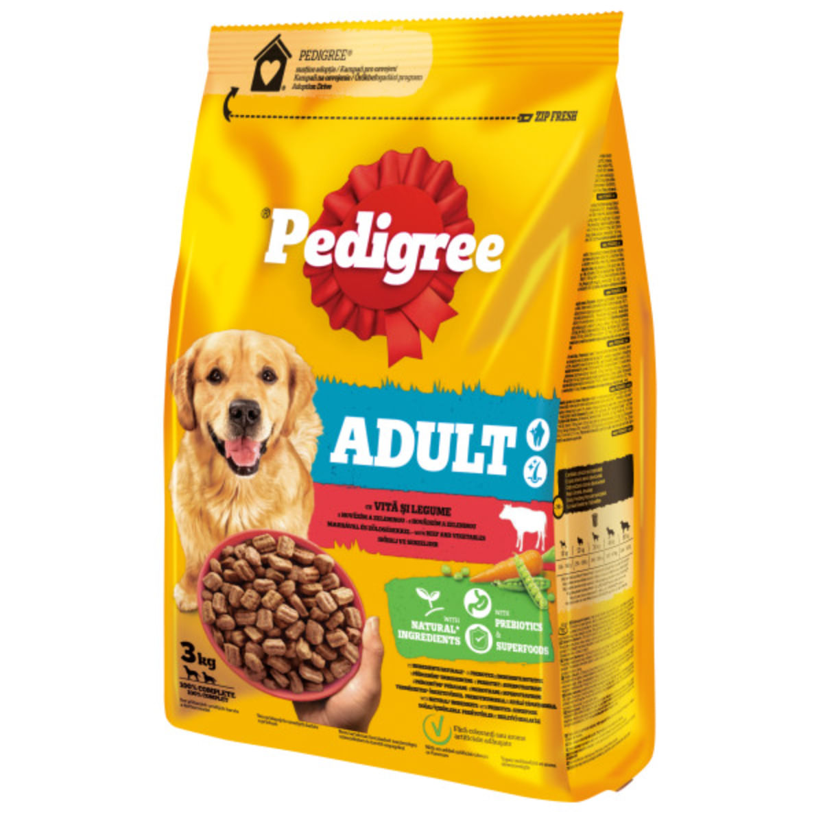 PEDIGREE Adult, M-XL, Vită și Legume, hrană uscată câini, 3kg