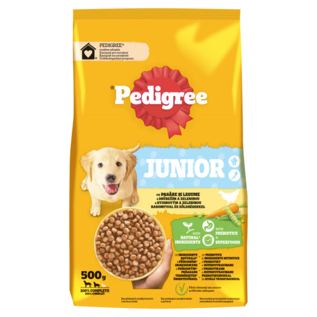 PEDIGREE Junior, M-XL, Pasăre și Legume, hrană uscată câini junior, 500g - 2 | YEO