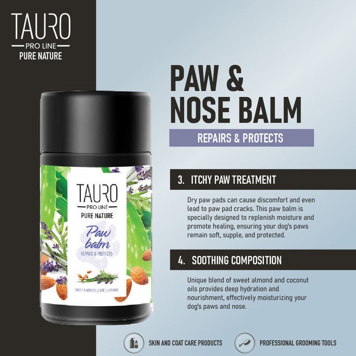 TAURO PRO LINE Pure Nature Paw Balm Repairs & Protects, Balsam pentru Lăbuțe, Câini și Pisici ,75ml