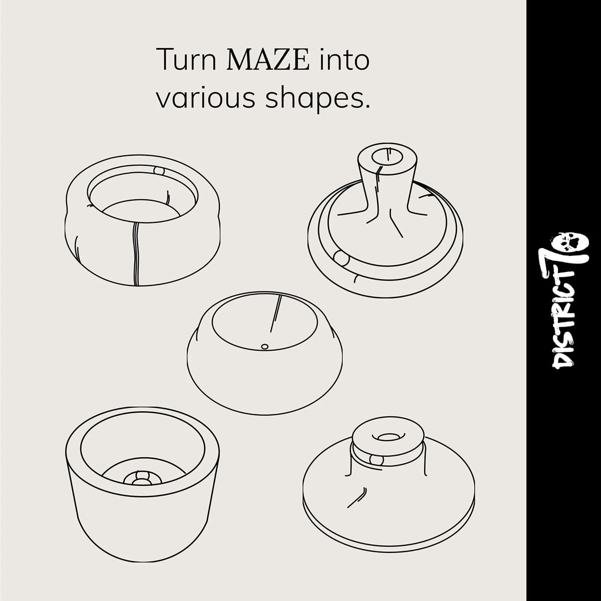 DISTRICT 70 Maze, 3-in-1, Jucarie Pat din Carton pentru Pisici 50 x 50 x 18cm