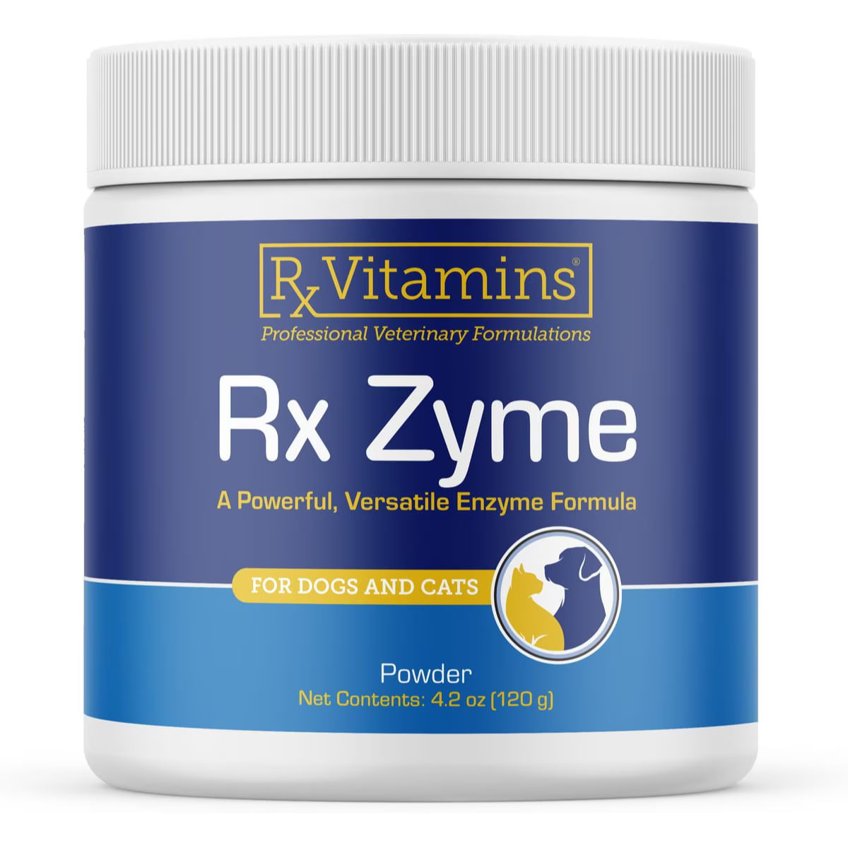 RX VITAMINS Zyme, supliment sistem digestiv câini, pudră RX VITAMINS Zyme, supliment sistem digestiv câini și pisici, flacon, 120g pudră