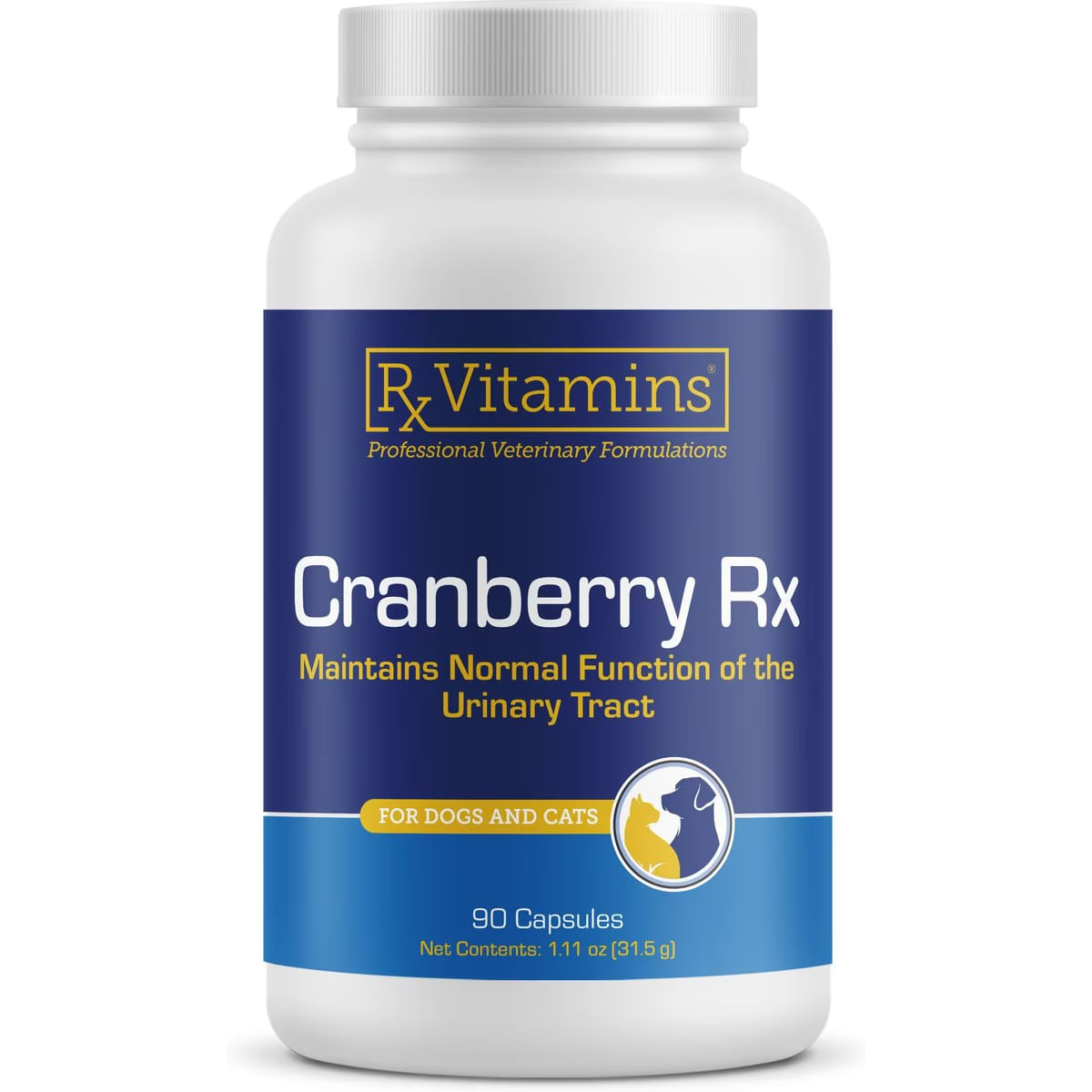 RX VITAMINS Cranberry, supliment sistem urinar câini, capsule RX VITAMINS Cranberry, supliment sistem urinar câini și pisici, flacon, 90 capsule