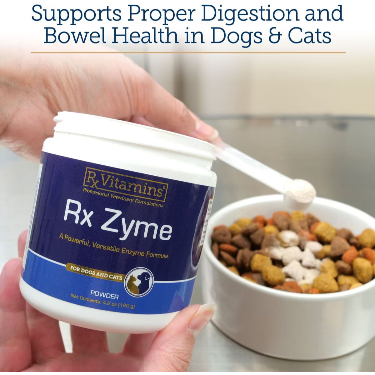 RX VITAMINS Zyme, supliment sistem digestiv câini, pudră RX VITAMINS Zyme, supliment sistem digestiv câini și pisici, flacon, 120g pudră - 3 | YEO