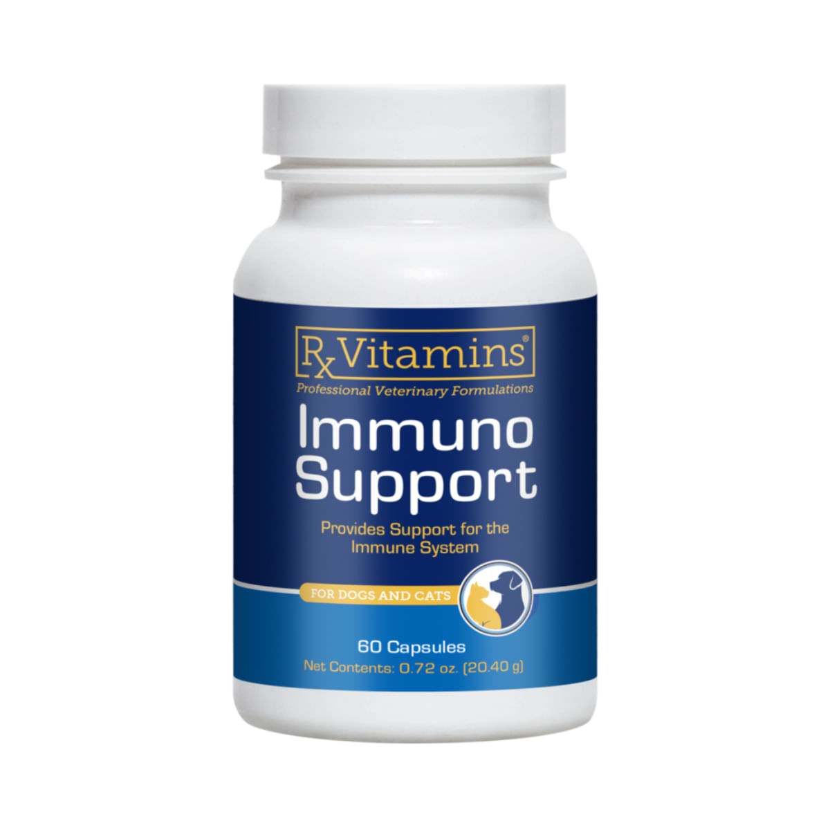 RX VITAMINS Immuno Support, supliment sistem imunitar câini, capsule RX VITAMINS Immuno Support, supliment sistem imunitar câini și pisici, flacon, 60 capsule