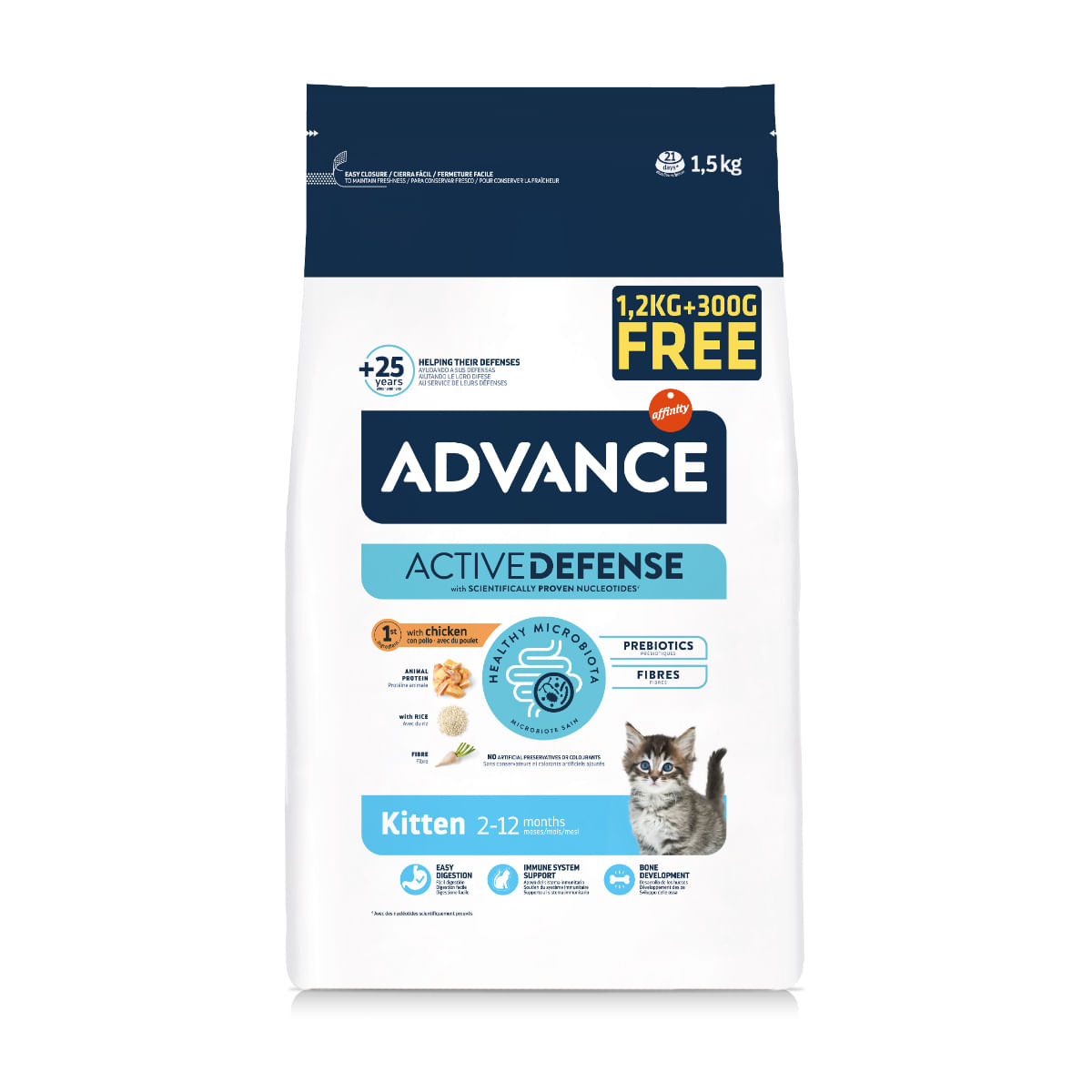 ADVANCE Kitten, Pui, hrană uscată pisici junior, 1.3kg + 200g GRATUIT