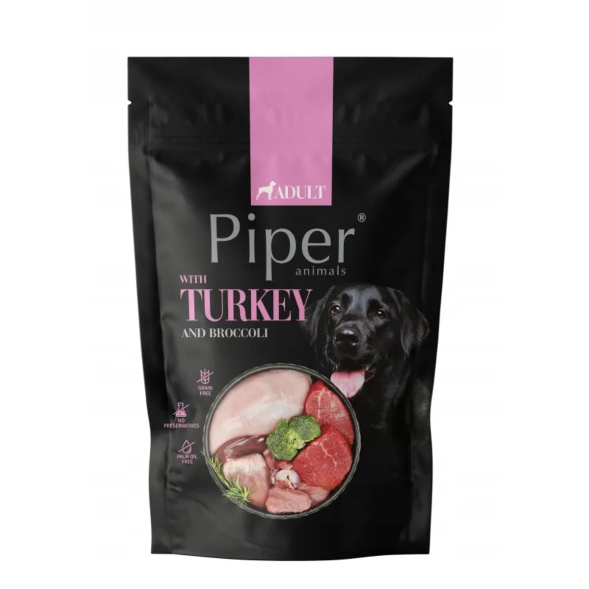 PIPER Animals, XS-XL, Curcan și Broccoli, plic hrană umedă fără cereale câini, (în aspic), 500g