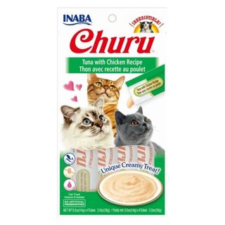 INABA Churu Creamy, Ton și Pui, plic recompense fără cereale pisici, (piure), 56g