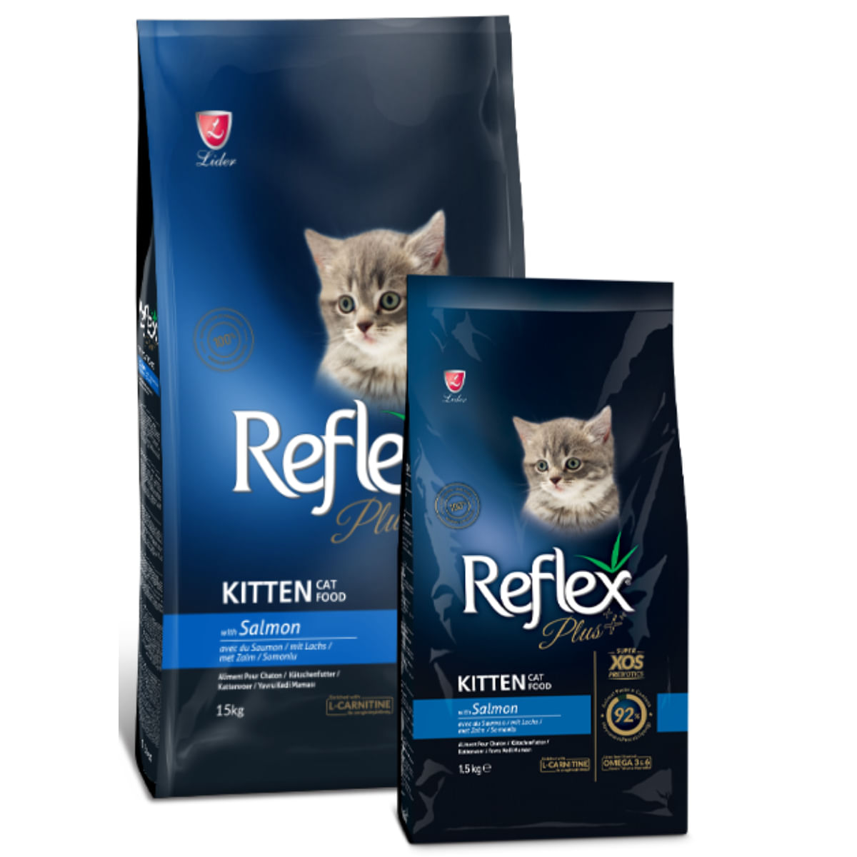 REFLEX Plus Kitten, Somon, hrană uscată pisici junior, 15kg