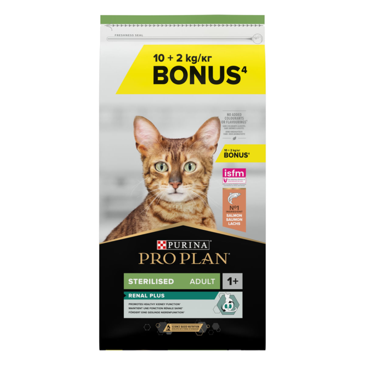 PURINA Pro Plan Sterilised OptiRenal, Somon, hrană uscată pisici sterilizate, 10 + 2kg GRATUIT