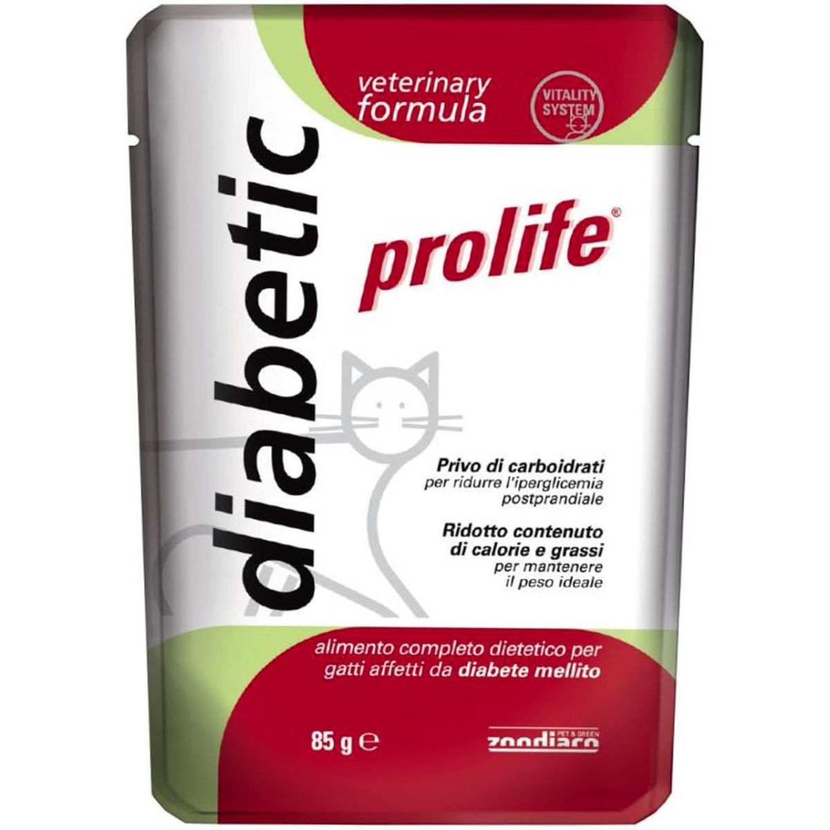 PROLIFE Diabetic, Pui, dietă veterinară, plic hrană umedă fără cereale pisici, diabet, (în aspic), bax, 85g x 12buc