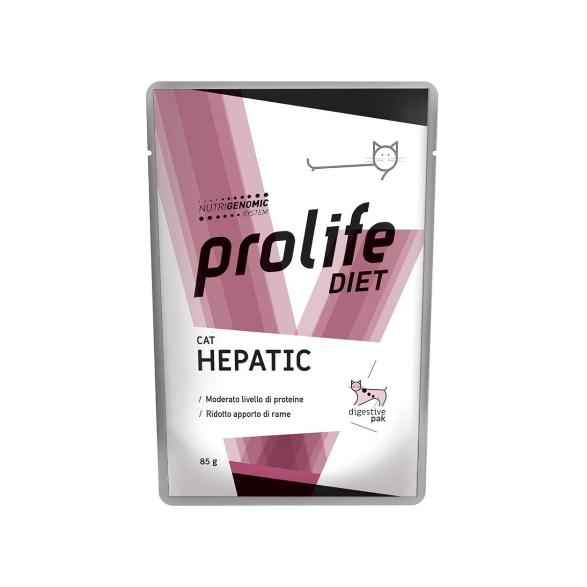 PROLIFE Diet Hepatic, Pui, dietă veterinară, plic hrană umedă pisici, sistem hepatic, (în aspic), bax, 85g x 12buc - 1 | YEO