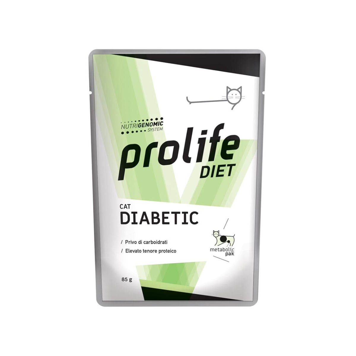 PROLIFE Diet Diabetic, Pui și Vită, dietă veterinară, plic hrană umedă pisici, diabet, (în aspic), bax, 85g x 12buc