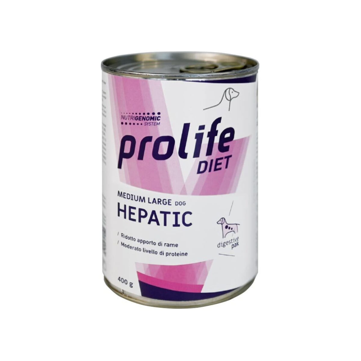 PROLIFE Diet Hepatic, M-XL, Pui și Porc, dietă veterinară, conservă hrană umedă fără cereale câini, sistem hepatic, (în aspic), 400g