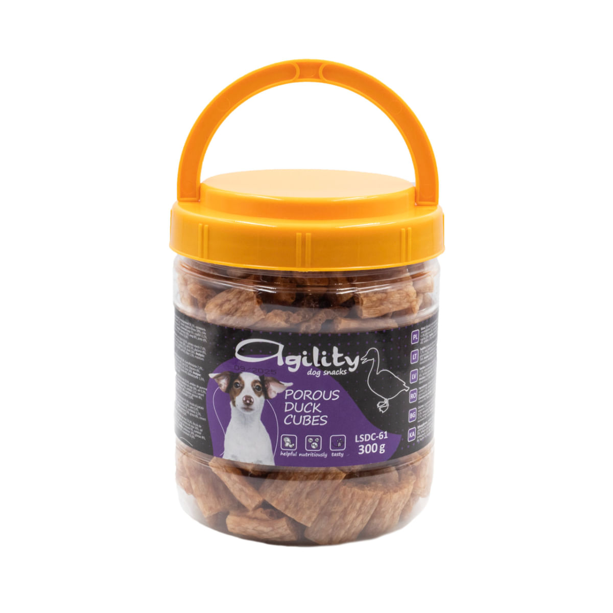 AGILITY Cubulețe Afumate, XS-XL, Rață, găletușa recompense câini, 300g