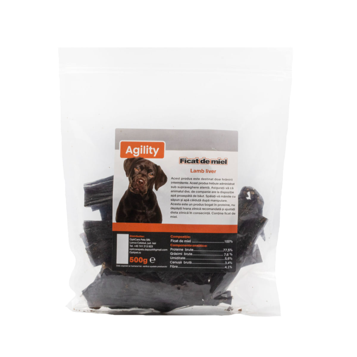 AGILITY Ficat de Miel, XS-XL, punguță recompense naturale deshidratate câini, 500g