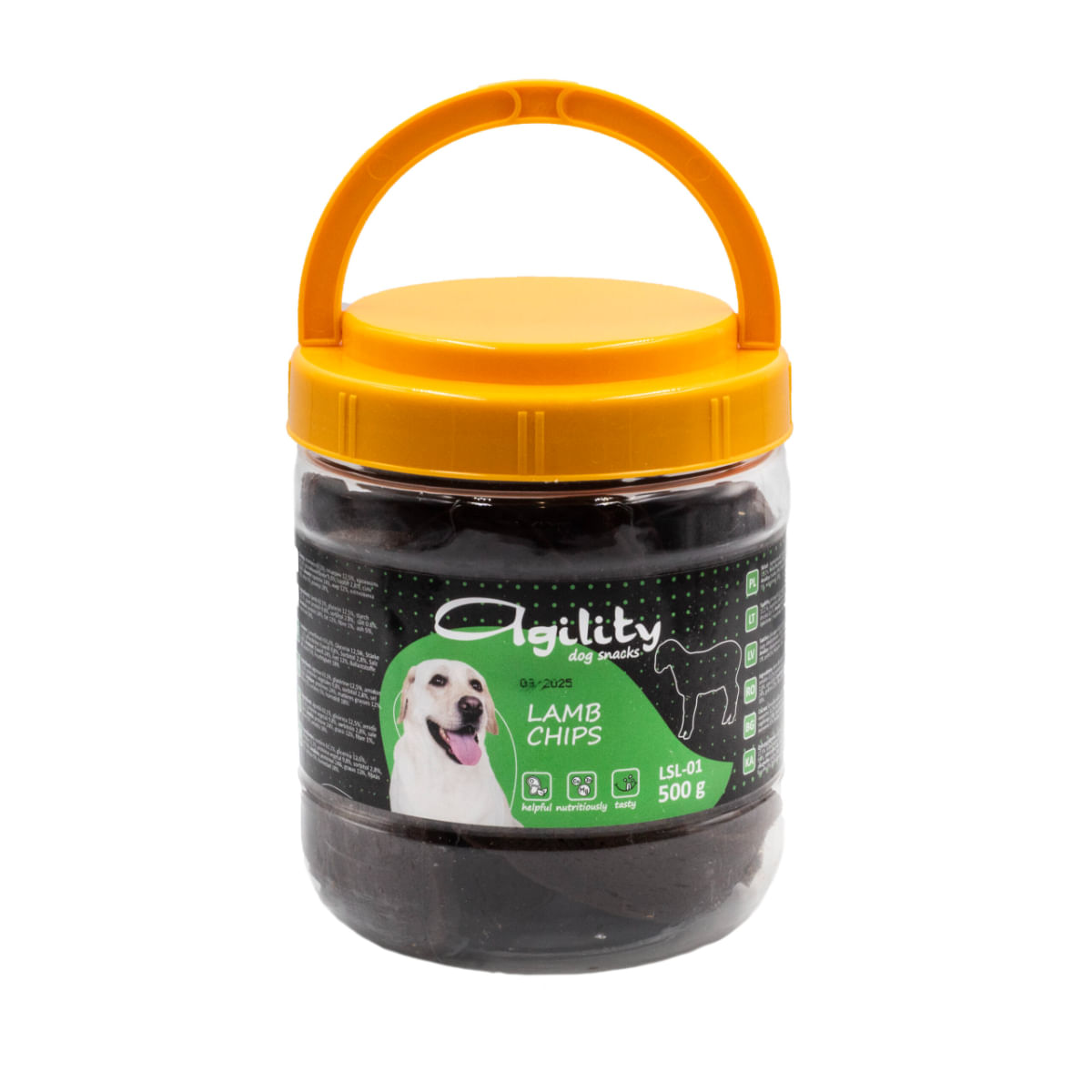 AGILITY Chipsuri, XS-XL, Miel, găletușa recompense câini, 500g