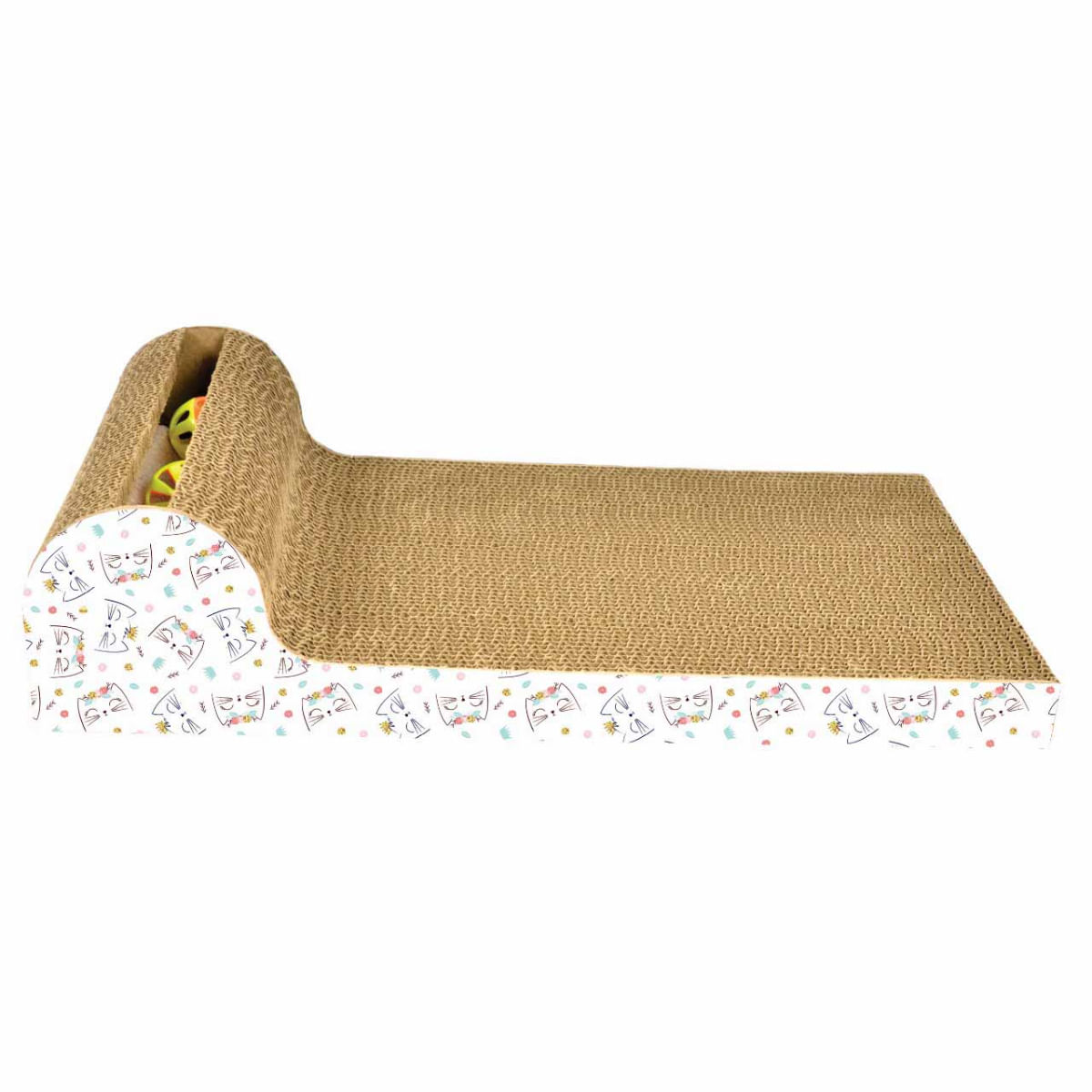 AGILITY Sezlong, scratcher interactiv pisici, carton, multicolor, 53.34x23.81x12.7cm