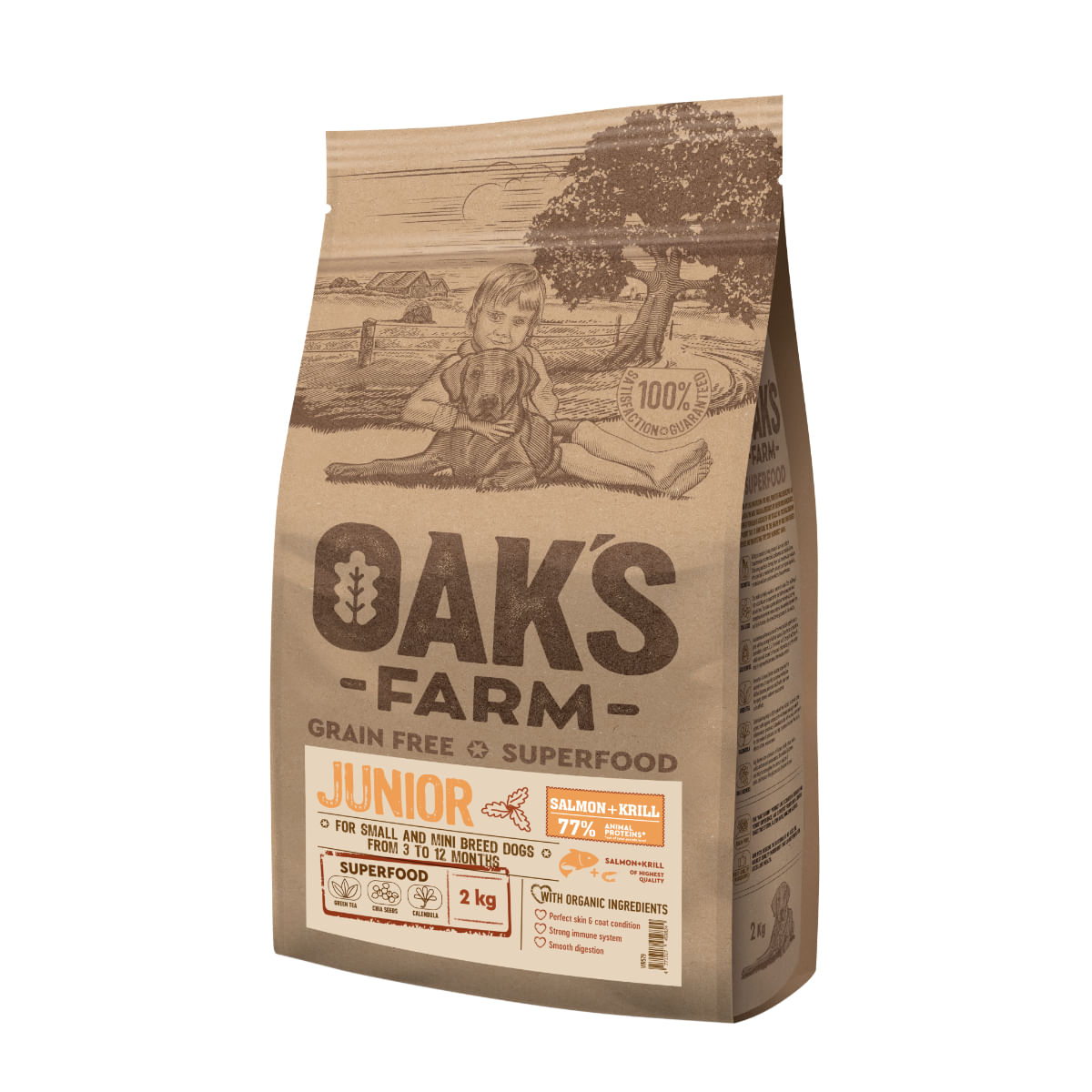 OAK\'S FARM Mini Junior, XS-S, Somon, hrană uscată fără cereale câini junior, 6.5kg