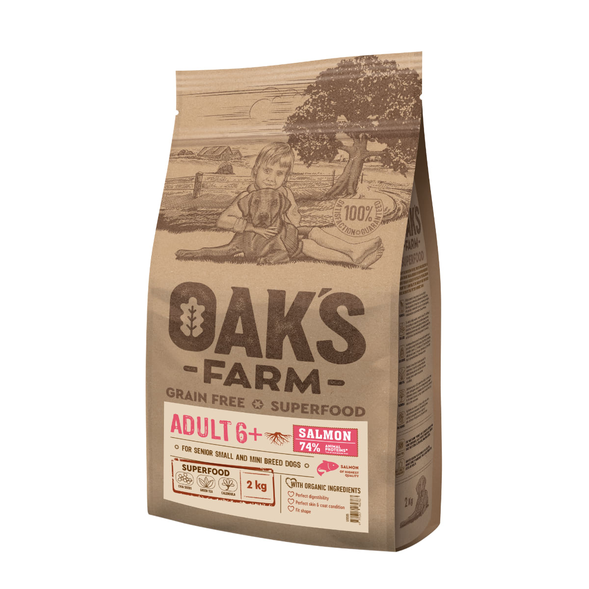 OAK\'S FARM Mini Senior 6+, XS-S, Somon, hrană uscată fără cereale câini senior, 6.5kg